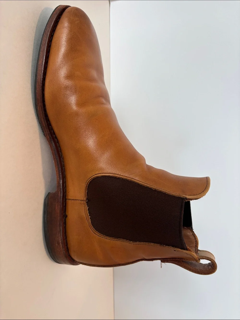 Men's Allen Edmonds Liverpool Chelsea Style Boots in Tan Leather Size 8.5E